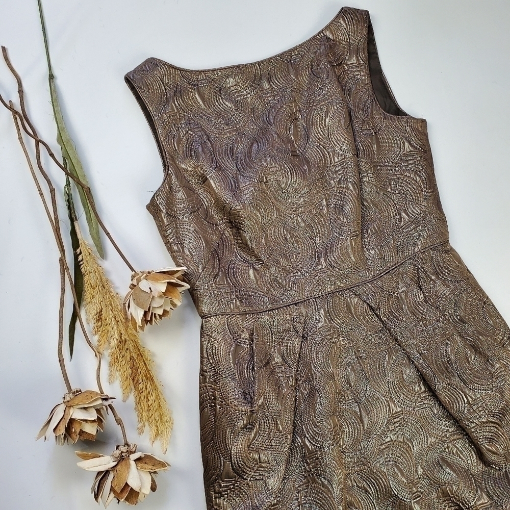 BANANA REPUBLIC Brown Iridescent Shift Dress 4 - Picture 2 of 14